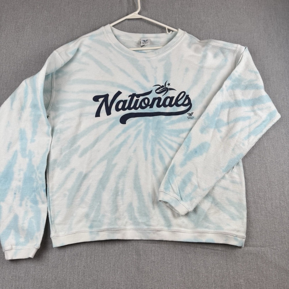 NWT Varsity Spirit NCA Nationals Ribbed Sweatshirt  Womens L Blue White TieDye